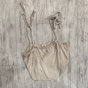 Elegant Beige Crop Top with Tied Straps